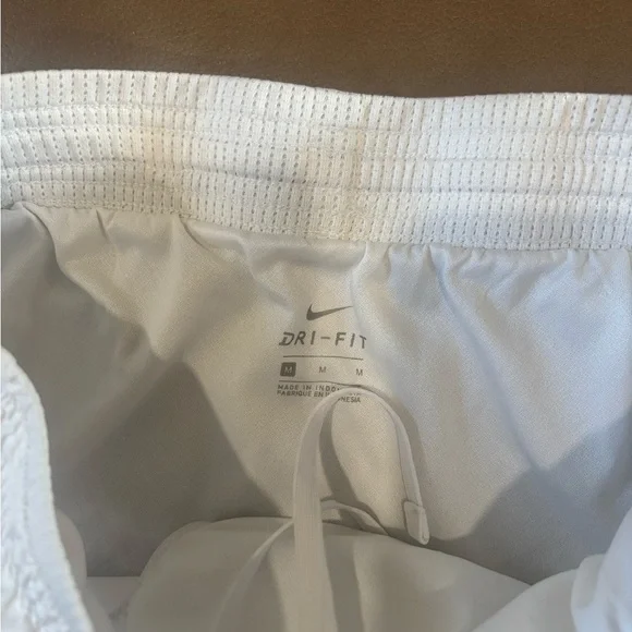 Nike Women's White Athletic Shorts with Gray Logo - Picture 3 of 4